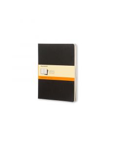Cahier Journal Linjeret XL Sort 3-Pak
