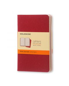 Cahier Journal Linjeret Pocket Rrød 3-Pak