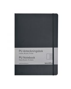 PU Notesbog A4 Linjeret Sort