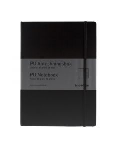 PU Notesbog A6 Linjeret Sort