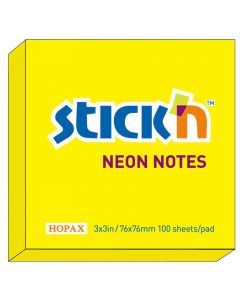 Notesblok 76x76 100 Blad Neon Gul