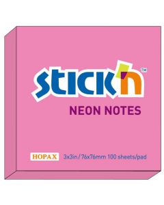 Notesblok 76x76 100 Blad Neon Lyserød
