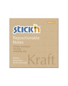 Notesblok 76x76 100 Blad Kraftpapir Brun