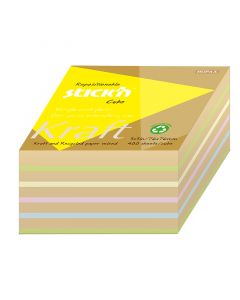 Noteskub Kraft 76x76 400 Blad Assorterat Pastel