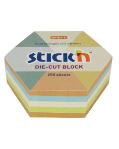 Noteskub 67x67 250 Blad Sekskant Assorterat