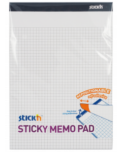 Sticky Memo 254x178 50 Blad Kvardrede Hvid