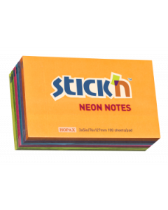 Notesblok 76x127mm 100 Blad 6 Pakke Assorteret Neon