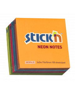 Notesblok 76x76mm 100 Blad 6 Pakke Assorteret Neon