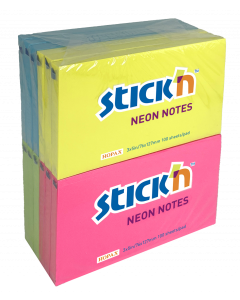 Notesblok 76x127mm 100 Blad 12 Pakke Assorteret Neon