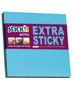 Notesblok Extra Sticky 76x76 90 Blad Neon Blå