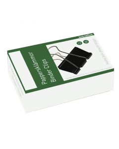 Foldbackklemme 19mm 12 Pakke Sort