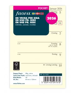 Refill Pocket 2026 Uge Per Siden Svensk/Dansk/Norsk