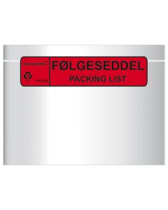Følgeseddellomme C5 Med Tryk 1000st DK/EN