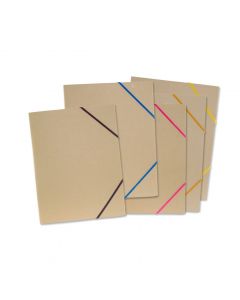 Elastikmappe i Pap Natur Sorteret Farger 5 Pakke